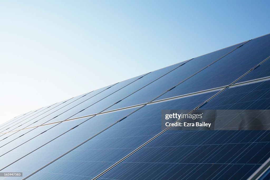 Solar Panels against blue sky.