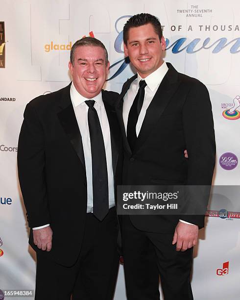 Radio personality Elvis Duran and boyfriend Alex Carr attend the 27th Annual Night Of A Thousand Gowns at the Hilton New York on April 6, 2013 in New...