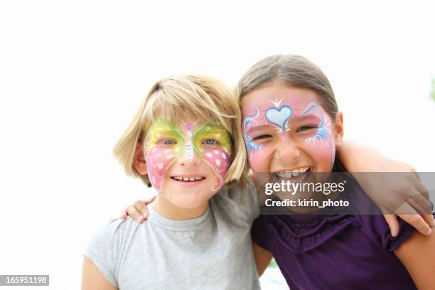 gesicht paited kinder - face paint stock-fotos und bilder