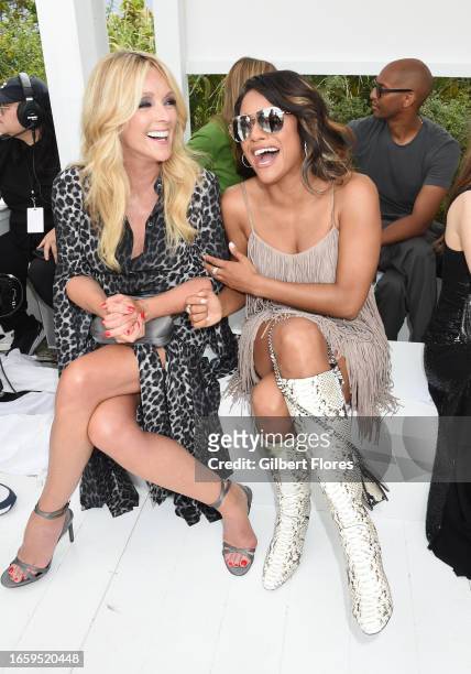 Jane Krakowski and Ariana DeBose at Michael Kors Spring 2024 Ready To Wear Runway Show at Domino Park on September 11, 2023 in Brooklyn, New York.