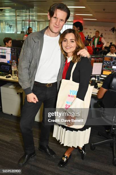 Matt Smith and Jenna Coleman attend the BGC Group Charity Day on behalf of Choose Love and Spread A Smile, raising millions for good causes in memory...