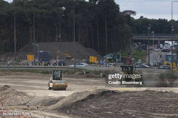 Roadworks at the National Highways project to improve the Wisely interchange at junction 10 on the M25 motorway in Wisley, UK, on Monday, Sept. 11,...