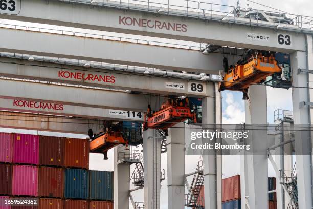 Shipping containers at the Port of Savannah in Savannah, Georgia, US, on Saturday, Sept. 9, 2023. The US economy has been looking so solid lately...