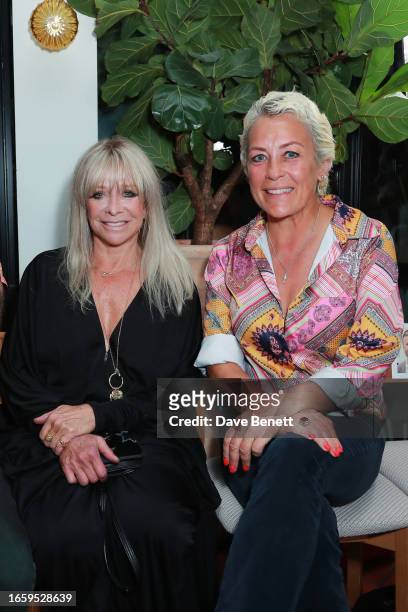 Jo Wood and Sarah Beeny attend the VIN + OMI "OMNIA" Show at One Hundred Shoreditch on September 11, 2023 in London, England.