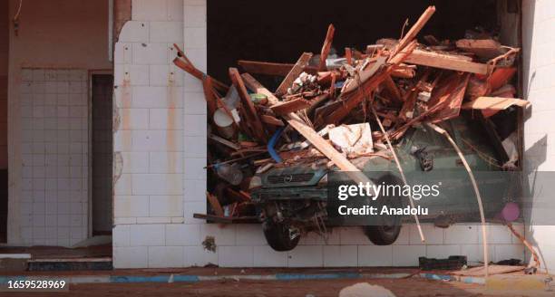 View of devastation in disaster zones after the floods caused by the Storm Daniel ravaged the region, on September 11 in Derna, Libya. The death toll...