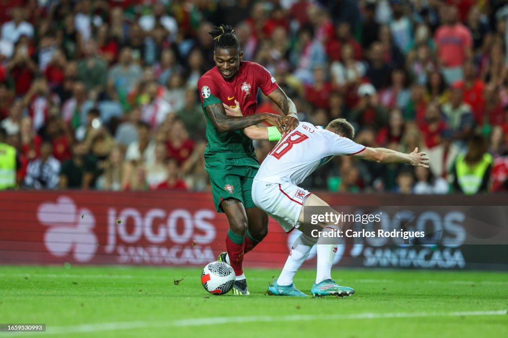 Rafael Leao of Portugal tries to escape Laurent Jans of Luxembourg News  Photo - Getty Images