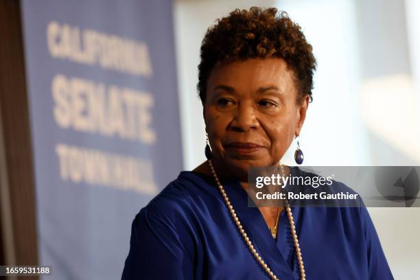 Monterey Park, CA, Friday, September 8, 2023 - Rep. Barbara Lee speaks at a town hall hosted by the advocacy group March For Our Lives at East LA...