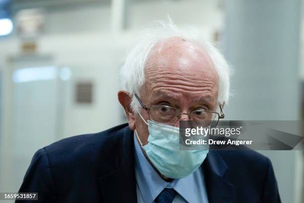 Sen. Bernie Sanders walks through the Senate subway at the U.S. Capitol on September 11, 2023 in Washington, DC. The House of Representatives is...