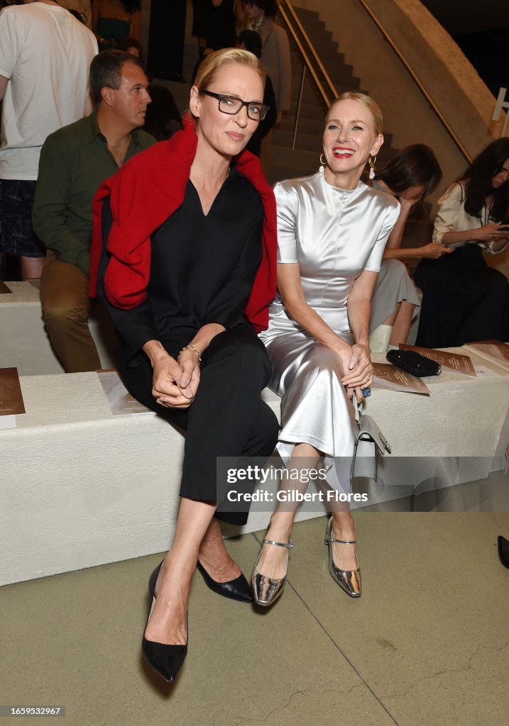 Uma Thurman and Naomi Watts at Tory Burch Spring 2024 Ready To Wear