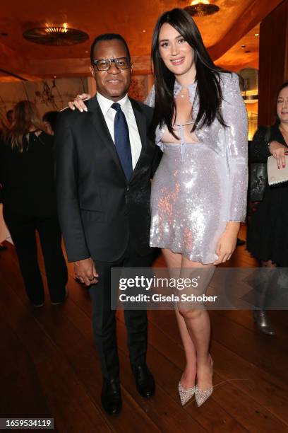 Academy Award winner Geoffrey Fletcher and Gloria-Sophie Burkandt attend the New Generations Talents Charity Dinner at Hotel Mandarin Oriental on...