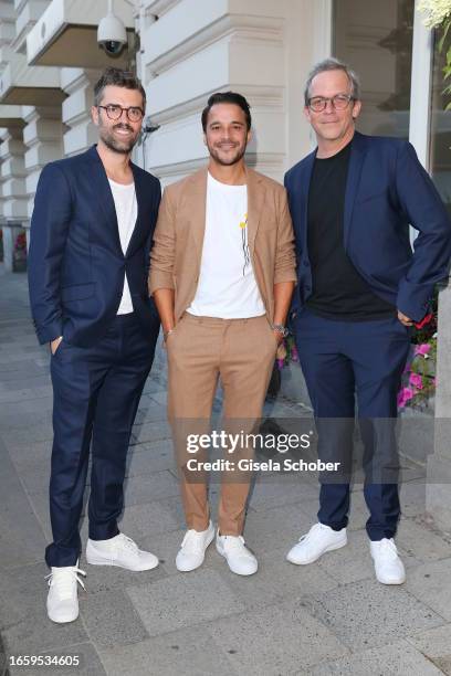 Simon Amberger, Kostja Ullmann and Fabian Wolfart during the New Generations Talents Charity Dinner at Hotel Mandarin Oriental on September 11, 2023...