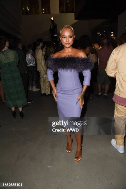 Karrueche Tran at the LaQuan Smith Spring 2024 Ready To Wear Fashion Show at Skylight at Essex Crossing on September 11, 2023 in New York, New York.