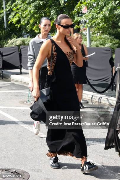 Irina Shayk is seen at the Michael Kors Collection 2024 Runway Show at Domino Park in Brooklyn on September 11, 2023 in New York City.