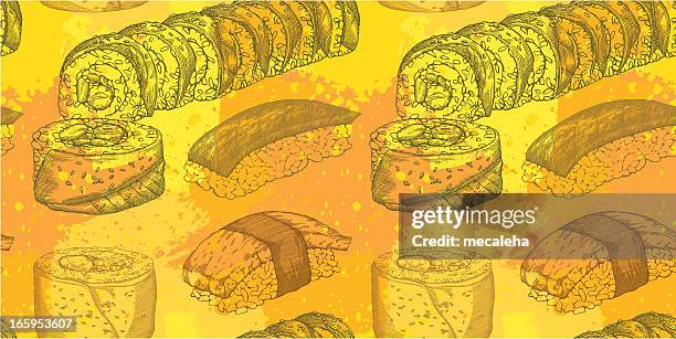 sushi design - california roll stock illustrations