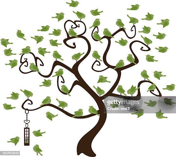 bird tree - bird feeder stock illustrations