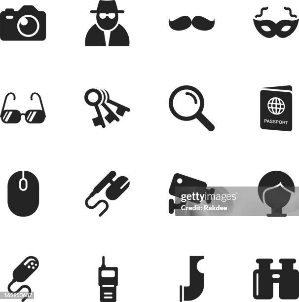 spy silhouette icons - ferret stock illustrations