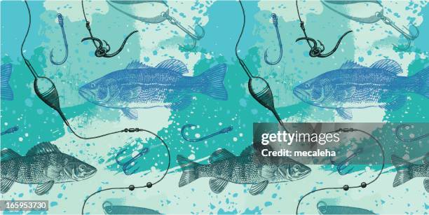 fishing design - bass fish drawing stock illustrations