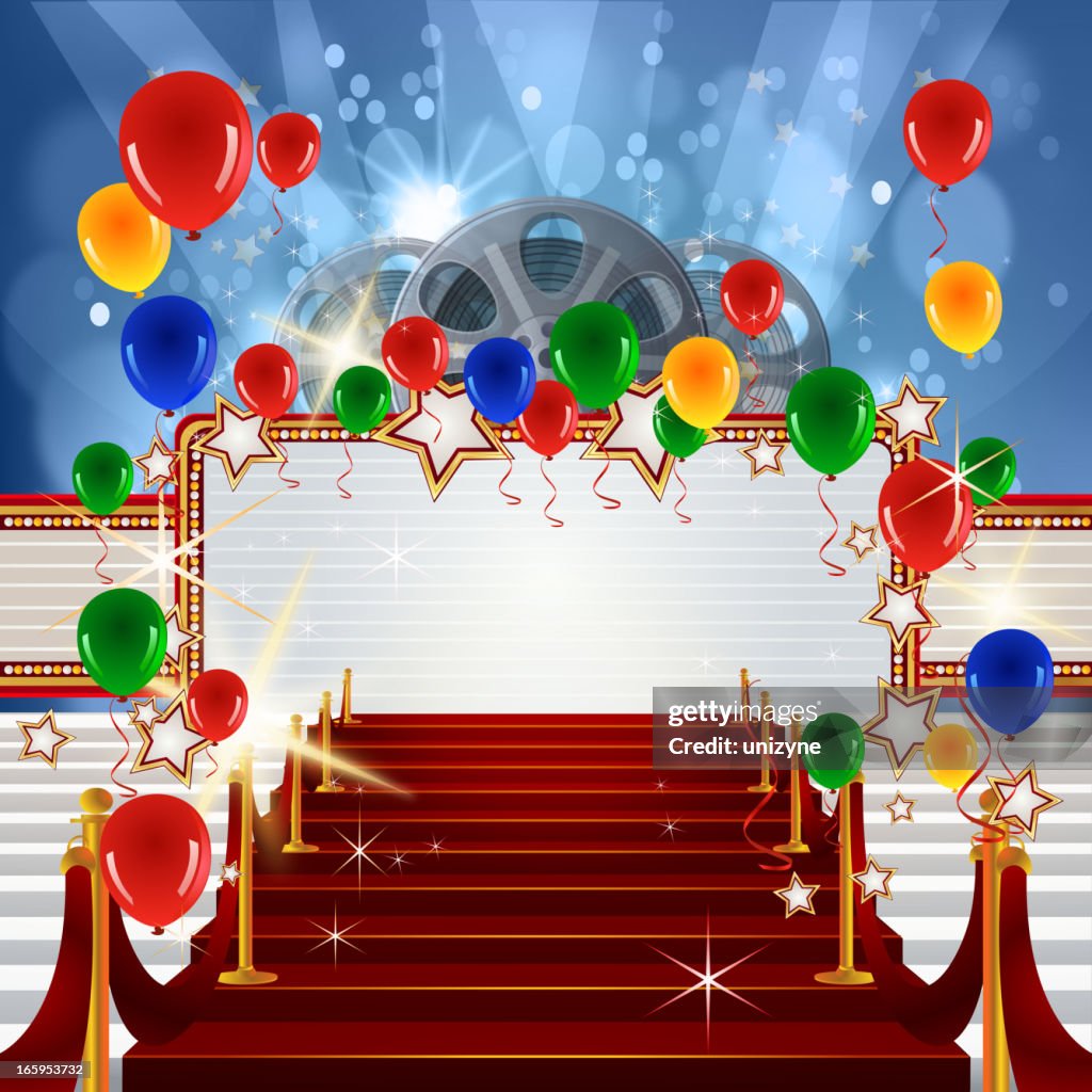 Alfombra roja con carpa y Filmy de fondo flash