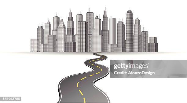 big city - winding road stock illustrations