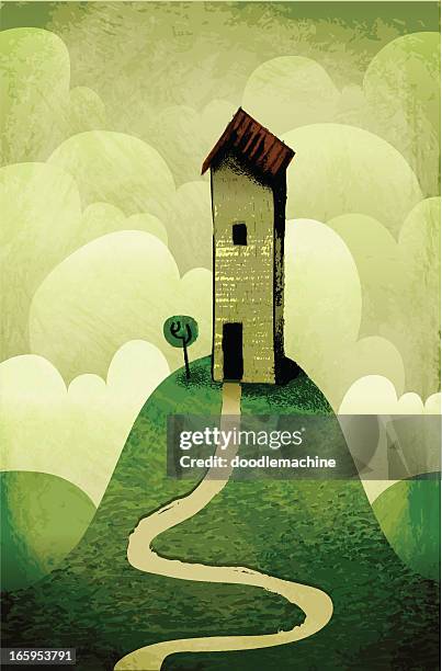mein house on the hill - haus und extravagant stock-grafiken, -clipart, -cartoons und -symbole