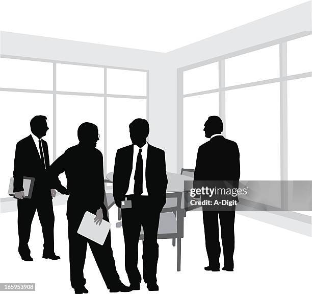 before meeting vector silhouette - file room stock illustrations