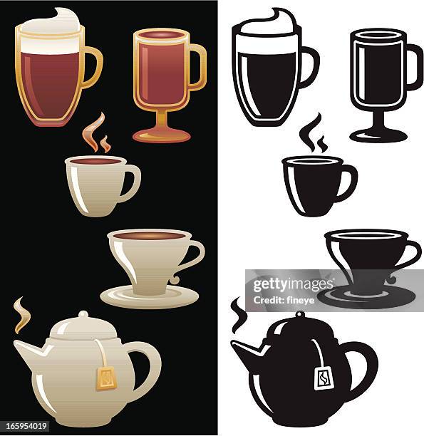 hot drinks icon set - coffee drink stock illustrations