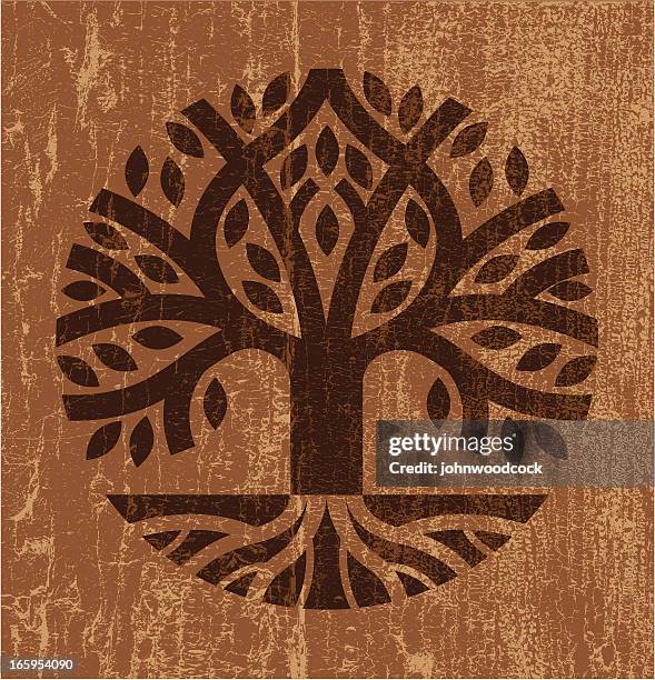 ilustraciones, imágenes clip art, dibujos animados e iconos de stock de descamación árbol pintura - raiz