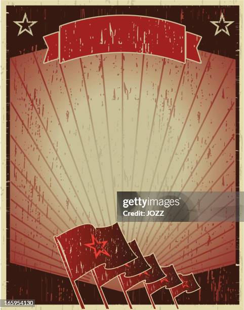 revolution flag poster - hammer-and-sickle stock illustrations