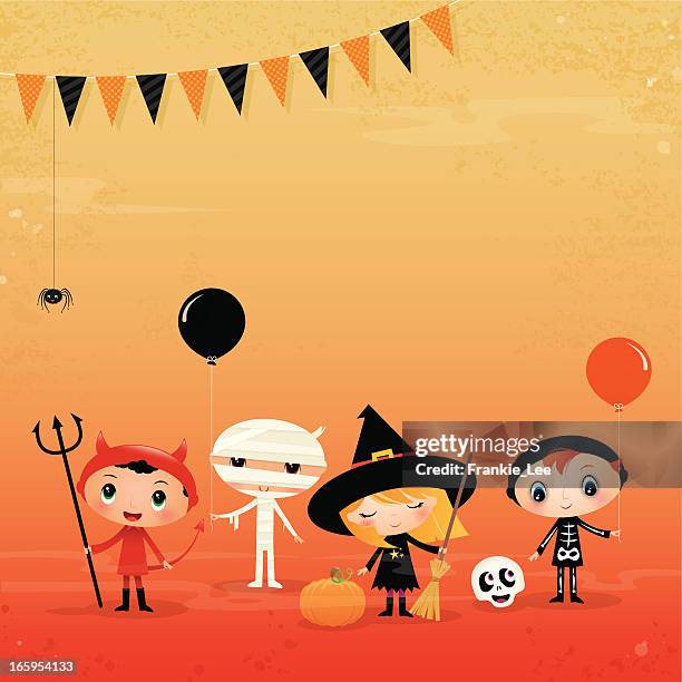 halloween party - halloween kids stock illustrations