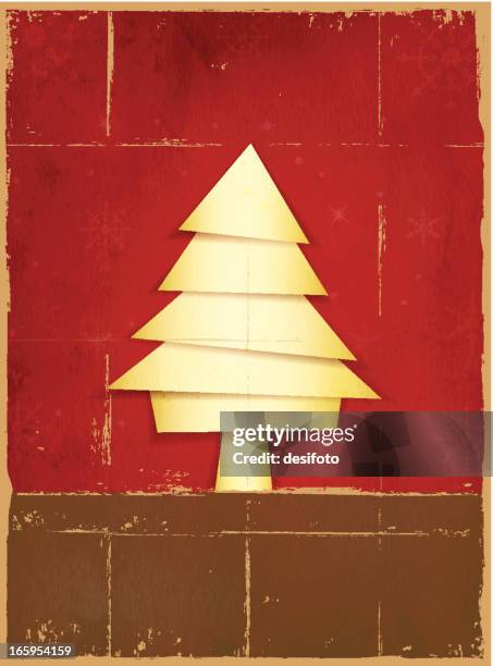 vector christmas grunge design with copyspace - split tree stock illustrations
