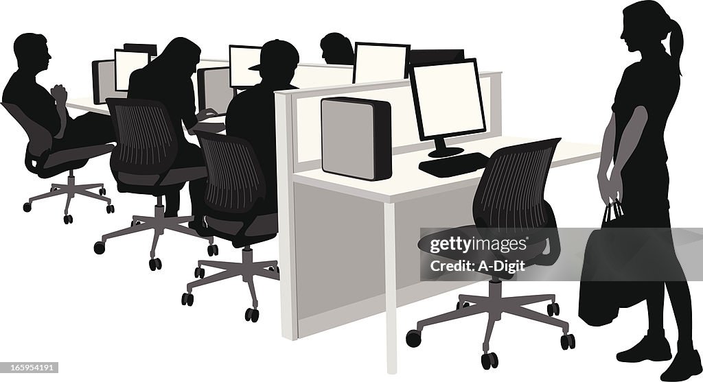 Student Computers Vector Silhouette