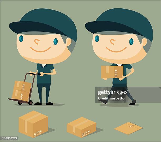 delivery person - movers carrying boxes stock illustrations