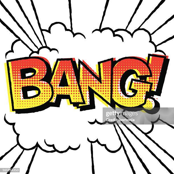 vintage comic book lettering: bang! - red smoke explosion stock illustrations