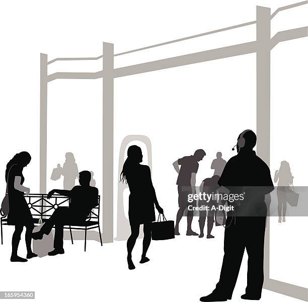 mall security vector silhouette - mall security stock illustrations