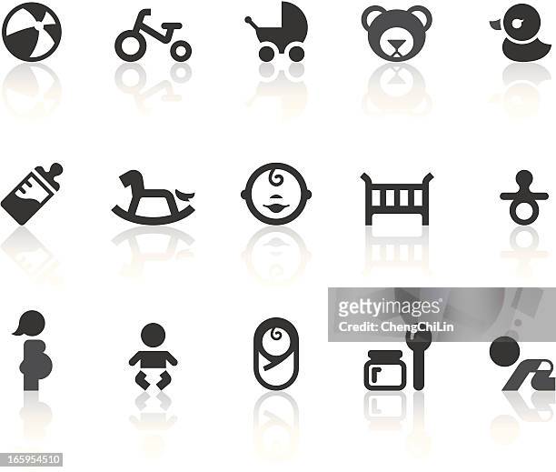 baby icons | simple black series - preschool stock illustrations