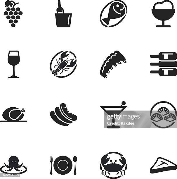 dinner silhouette icons - spare rib 幅插畫檔、美工圖案、卡通及圖標