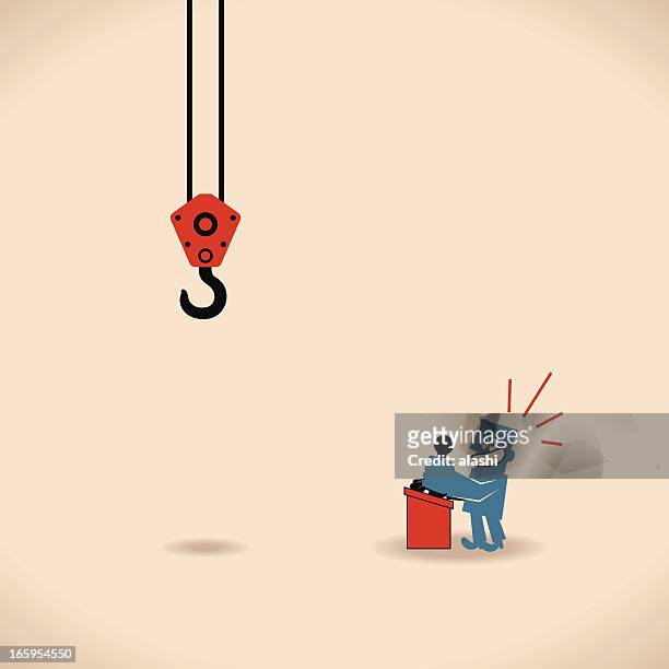 illustrazioni stock, clip art, cartoni animati e icone di tendenza di un gancio qualcosa - crane construction machinery