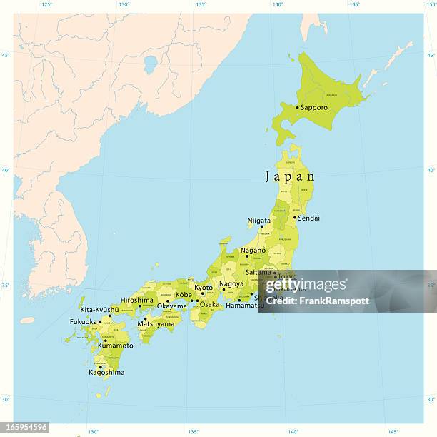 japan vector map - view into land stock illustrations