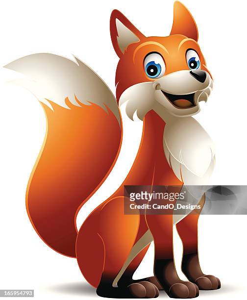 fox: sitzend - fox stock-grafiken, -clipart, -cartoons und -symbole