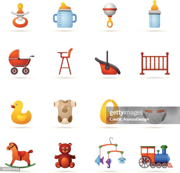 baby icons - high chair stock illustrations
