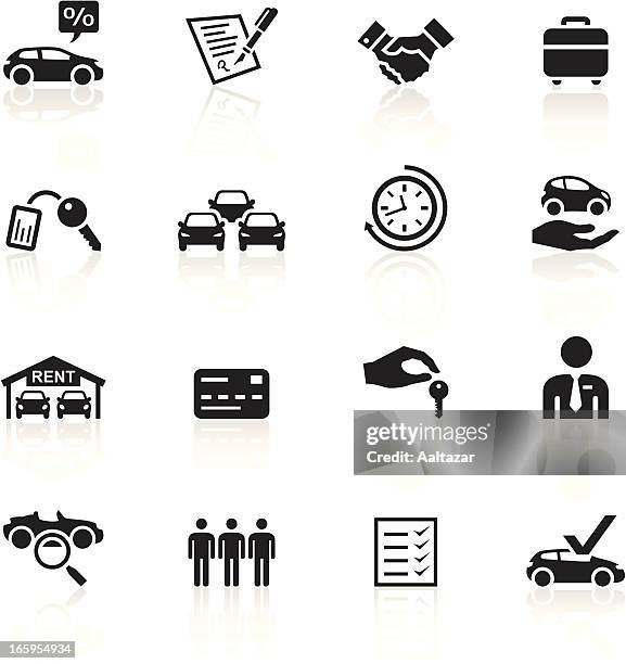 black symbols - car rental - automobile industry stock illustrations