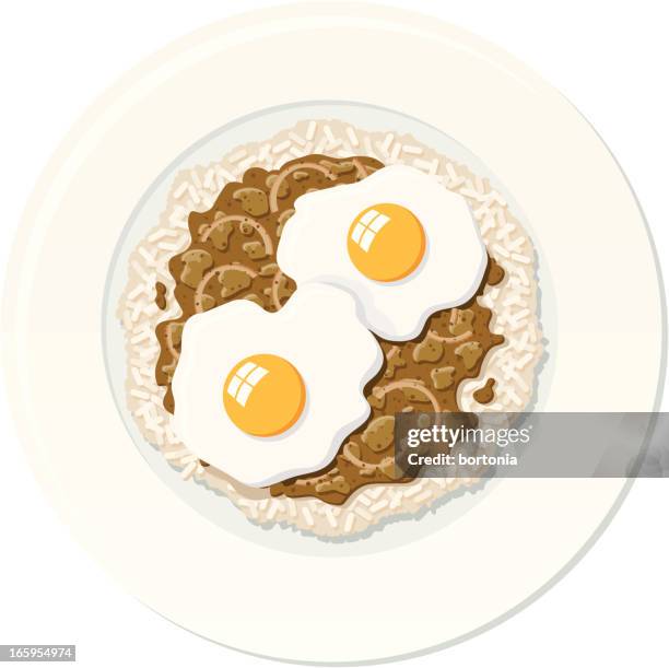 minchee - rice dish top view stock illustrations