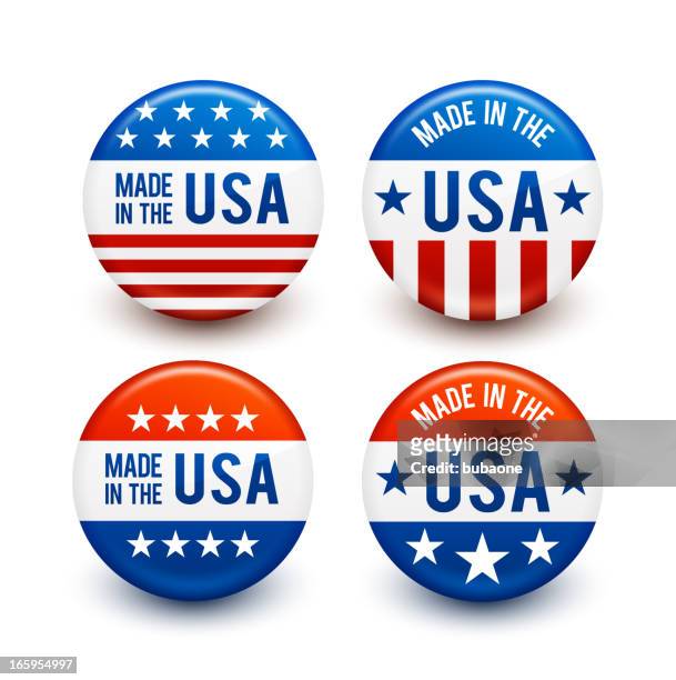 made in the usa patriotischen knöpfe-set - 2012 united states presidential election stock-grafiken, -clipart, -cartoons und -symbole
