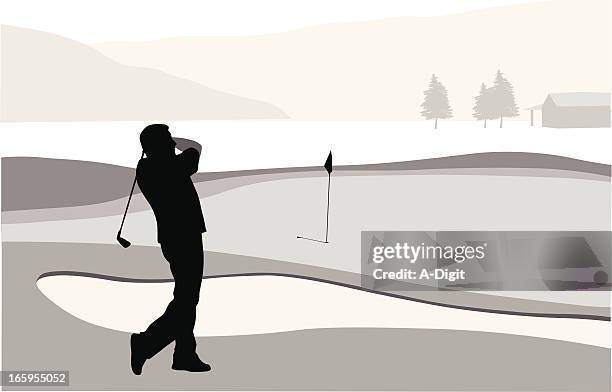 approach shot vector silhouette - sand trap stock illustrations