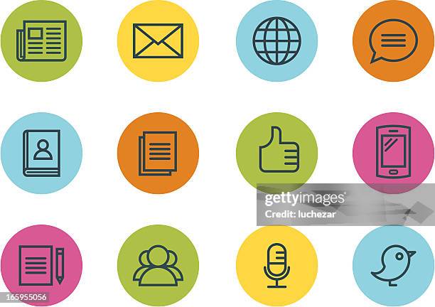 communication and media icons - contact lens illustration stock illustrations