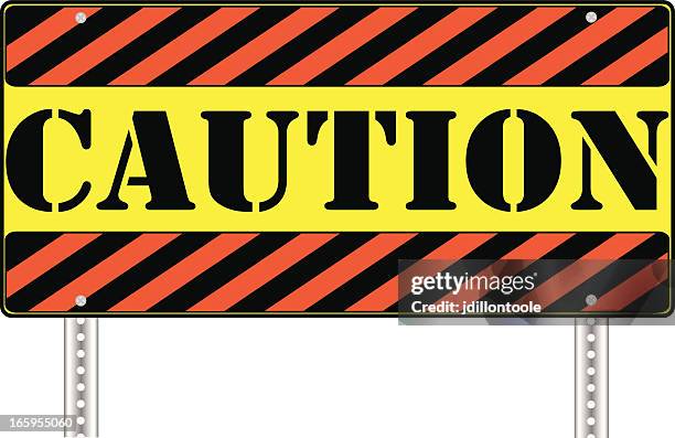 caution sign - construction hoarding stock illustrations