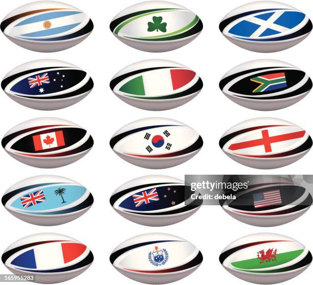 rugby ball collection - argentina football stock illustrations