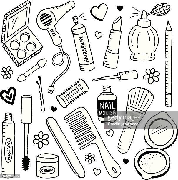 stockillustraties, clipart, cartoons en iconen met beauty doodles - hair dryer