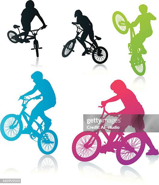 bmx biker - stunt stock illustrations