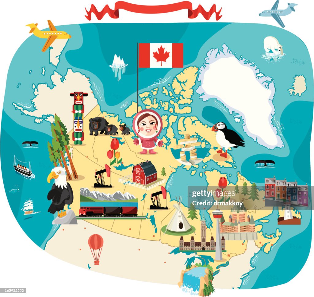 Cartoon-Karte von Kanada